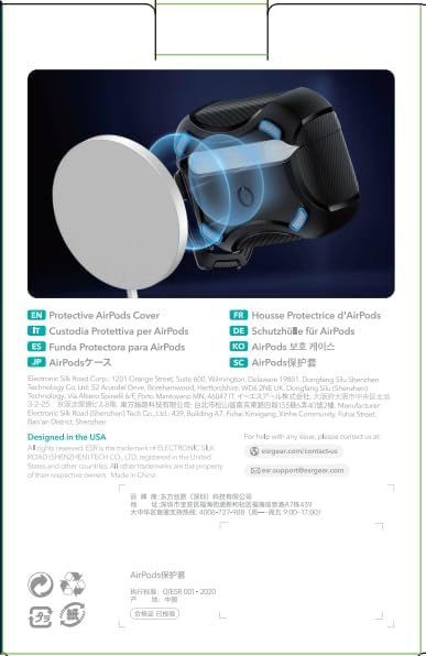 ESR for AirPods Pro 2 Case, Compatible with Airpods Pro Case 2nd / 1st Generation (2023/2022/2019), Compatible with MagSafe, Powerful Drop Protection, Magnetic Lid, Black