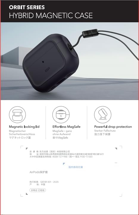 ESR for AirPods Pro 3 Case, Compatible with AirPods Pro 3rd Generation Case (2025), Compatible with MagSafe, Full Drop Protection Cover with Lanyard, Black