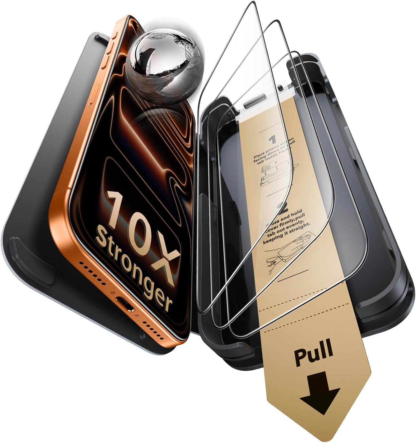 ESR Accessory Glass by Corning™ 3 Pack 9H+ Glass for iPhone 17 Pro Max Screen Protector, with AR Anti-Reflective Technology, Military Grade Shatterproof & Durable with UltraFit Tray