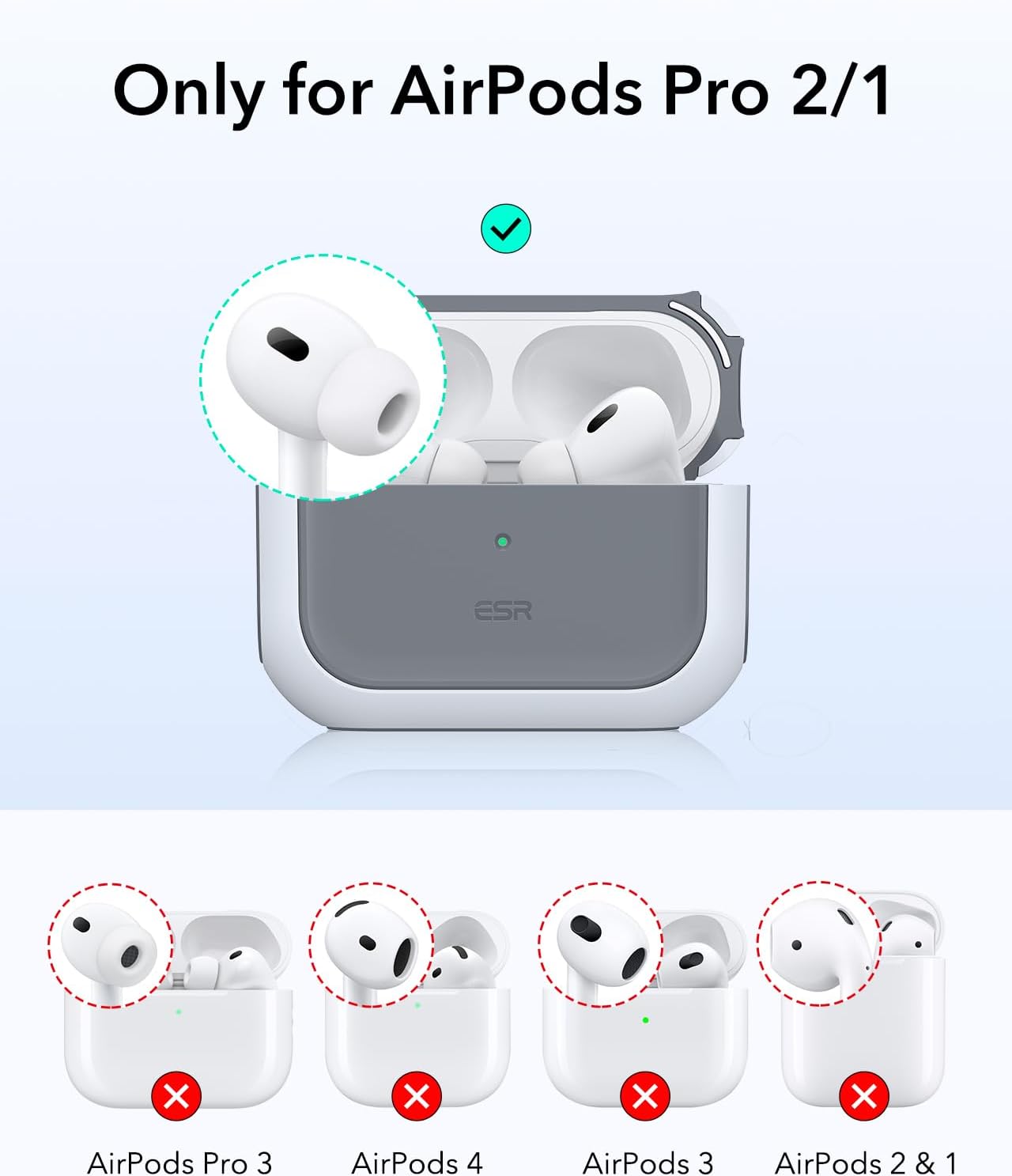 ESR for AirPods Pro 2 Case, Compatible with Airpods Pro Case 2nd / 1st Generation (2023/2022/2019), Compatible with MagSafe, Full Drop Protection Cover with Lanyard, White