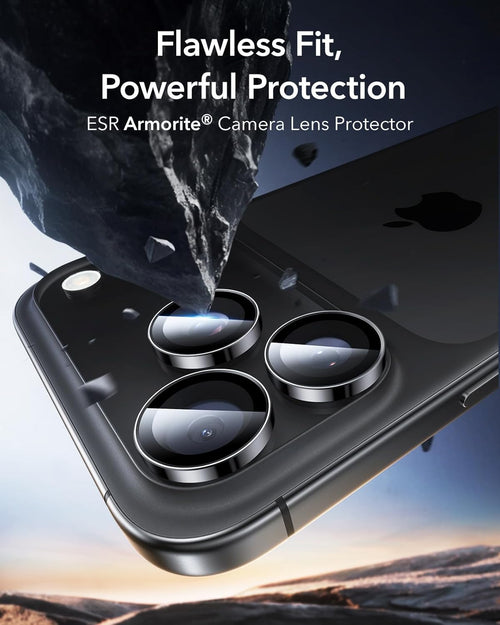 ESR Camera Lens Protector for iPhone 17 Pro Max/17 Pro/16 Pro Max/16 Pro/15 Pro Max/15 Pro/14 Pro Max/14 Pro, Ultra-tough HD Individual Lens Protectors, Ultra-thin Tempered Glass, 1 Pack, Black