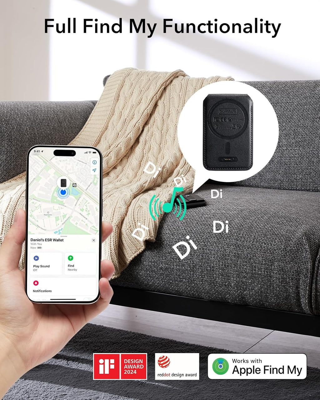 ESR Geo for Magsafe Wallet with Full Find My Functionality,5 Card-Holder, RFID Blocking, Magnetic Wallet for iPhone 17/16/15/14/13/12 Series, with Adjustable Stand, Black