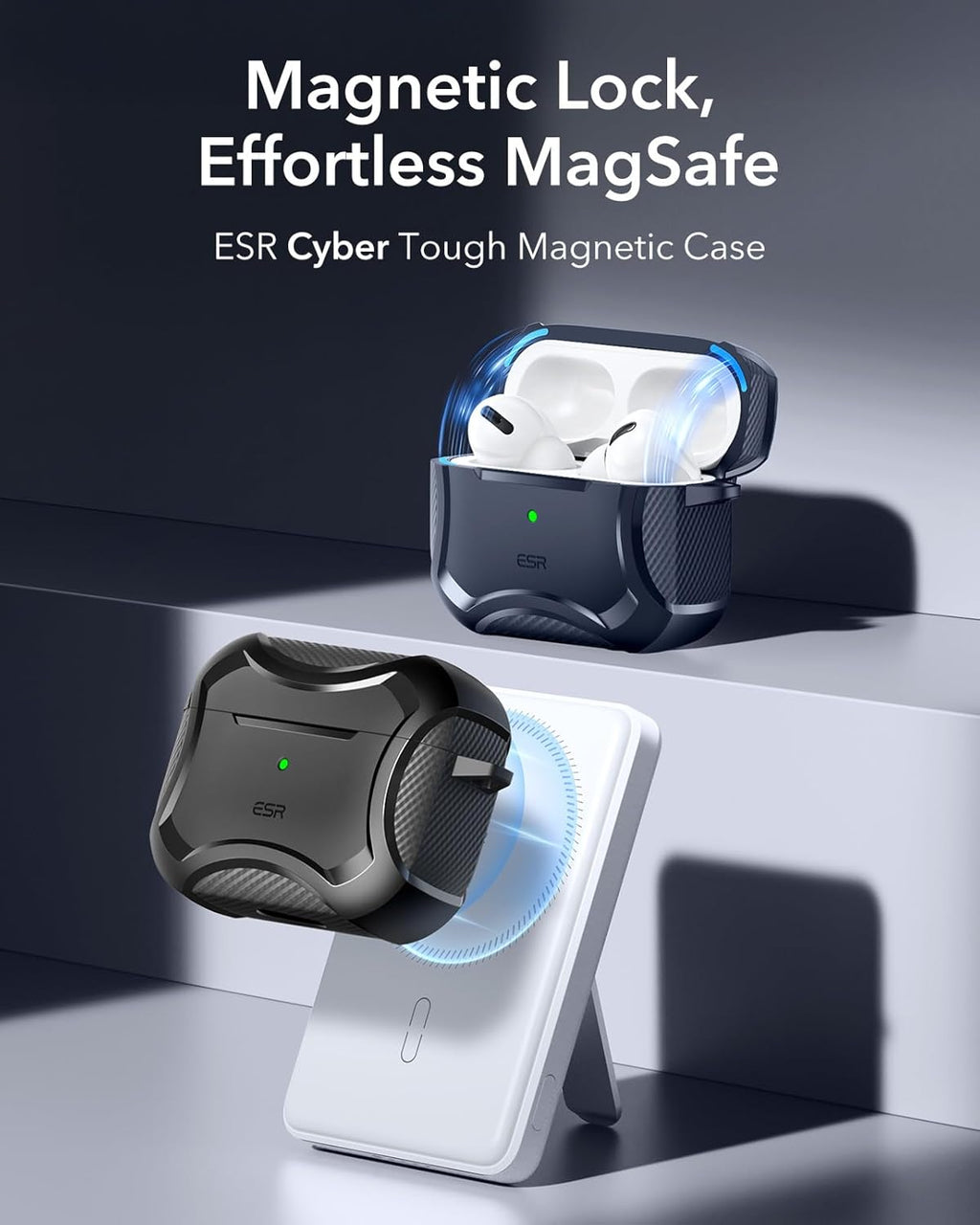 ESR for AirPods Pro 2 Case, Compatible with Airpods Pro Case 2nd / 1st Generation (2023/2022/2019), Compatible with MagSafe, Powerful Drop Protection, Magnetic Lid, Black