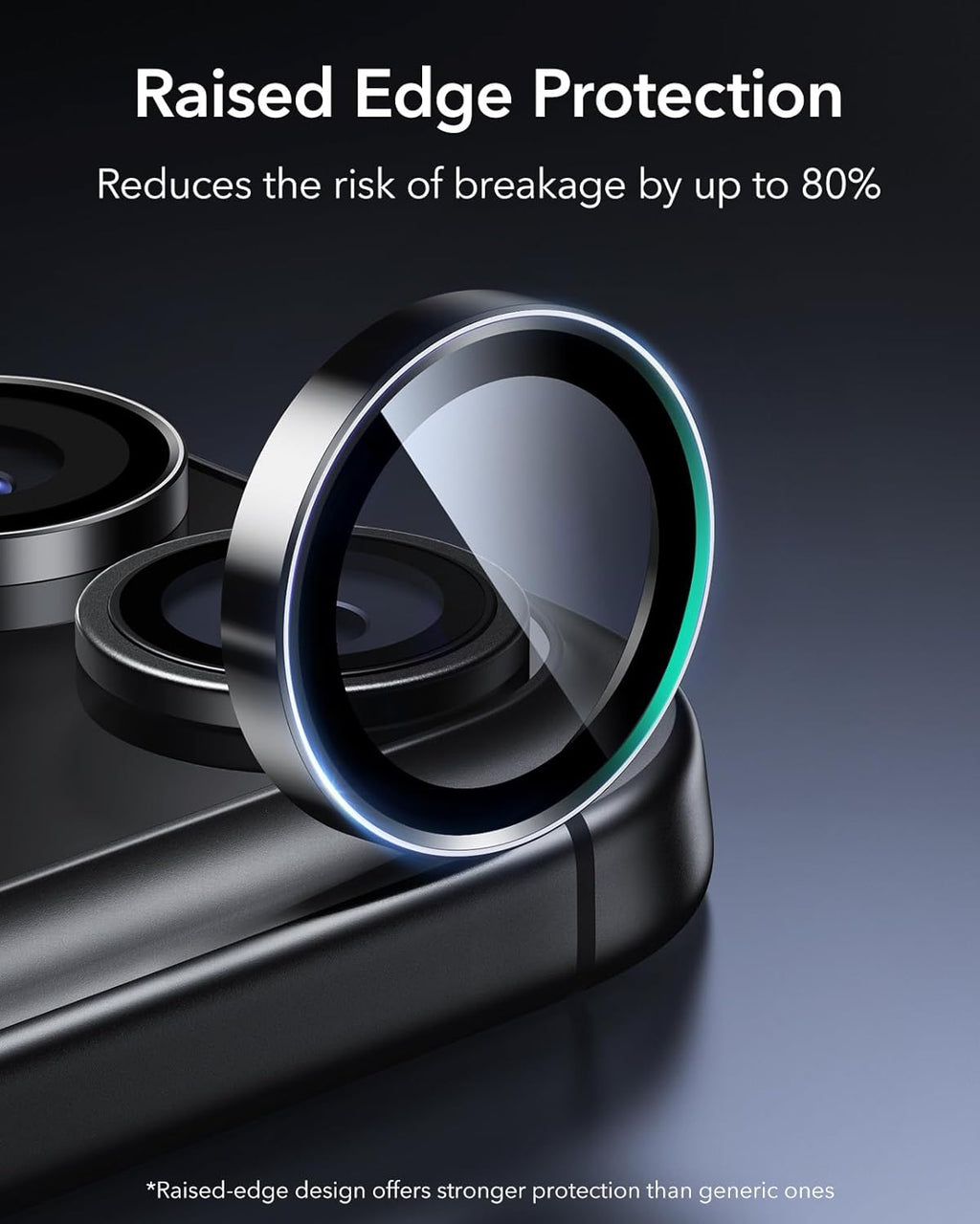 ESR Camera Lens Protector for iPhone 17 Pro Max/17 Pro/16 Pro Max/16 Pro/15 Pro Max/15 Pro/14 Pro Max/14 Pro, Ultra-tough HD Individual Lens Protectors, Ultra-thin Tempered Glass, 1 Pack, Black