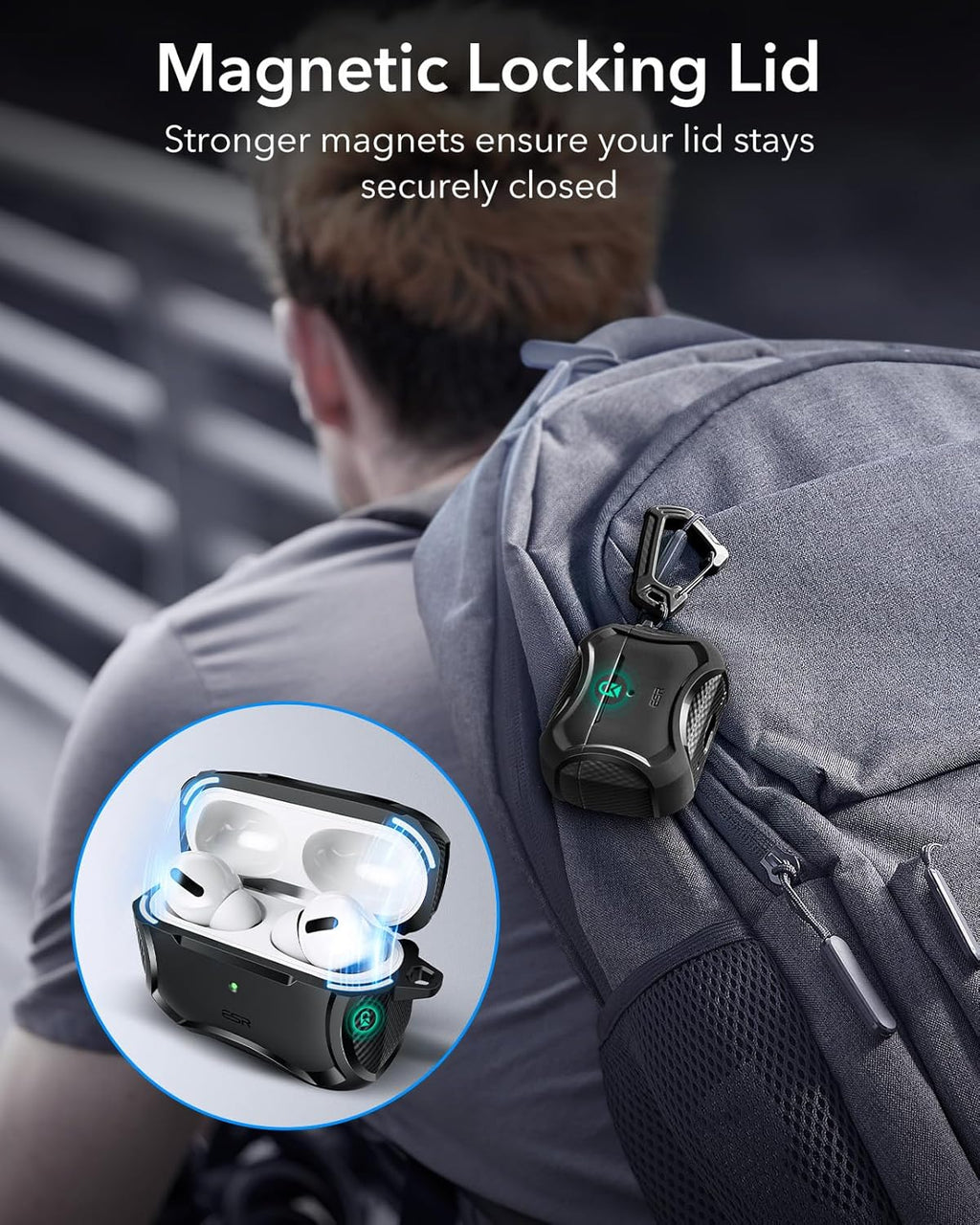 ESR for AirPods Pro 2 Case, Compatible with Airpods Pro Case 2nd / 1st Generation (2023/2022/2019), Compatible with MagSafe, Powerful Drop Protection, Magnetic Lid, Black