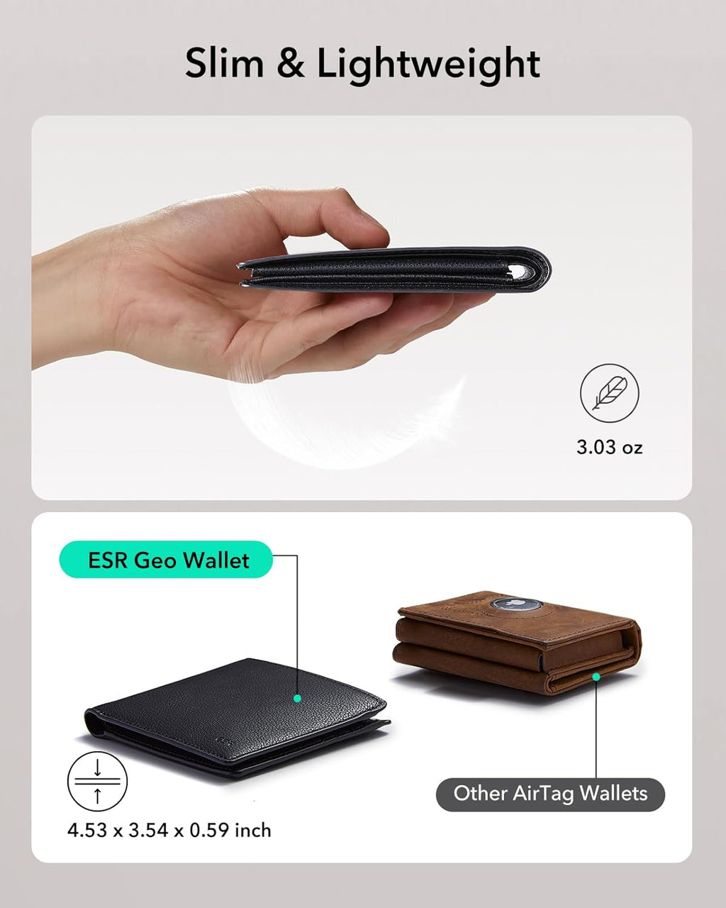 ESR Geo Wallet with Find My, RFID Blocking, Wallet for Men, Wallet Tracker(iOS 14.5 Above Only), Holds 9 Cards and 15 Bills, Replacement for AirTag Wallet, Slim Bifold Card Holder, Twillingt Black