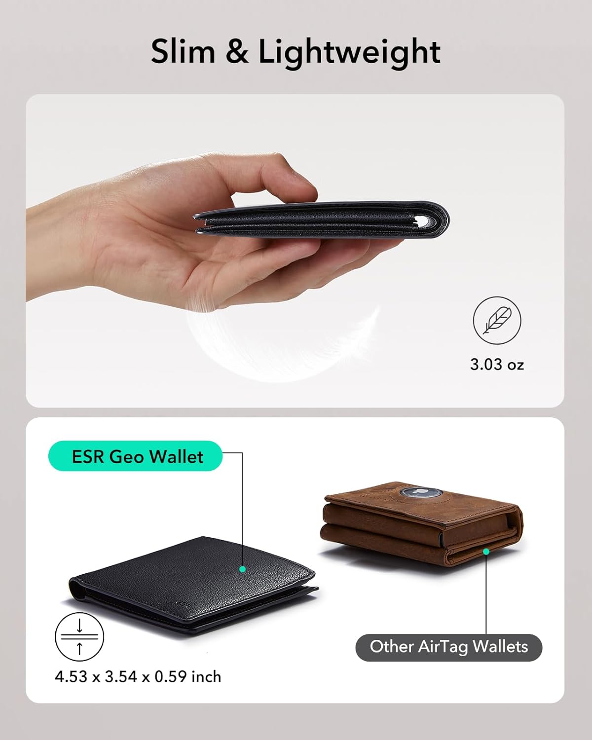 ESR Geo Wallet with Find My, RFID Blocking, Wallet for Men, Wallet Tracker(iOS 14.5 Above Only), Holds 9 Cards and 15 Bills, Replacement for AirTag Wallet, Slim Bifold Card Holder, Twillingt Black