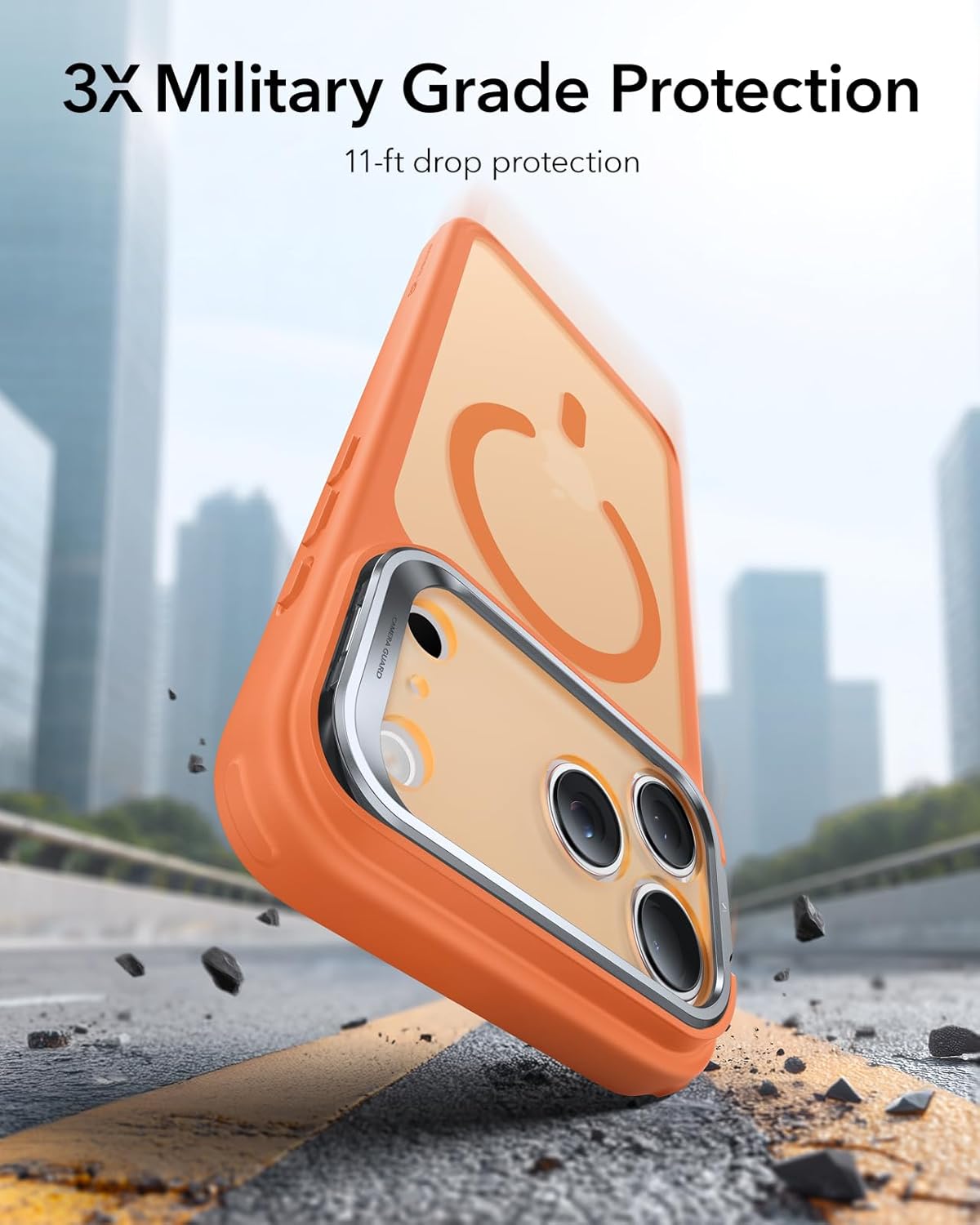 ESR for iPhone 17 Pro Max Case with Stand, Camera Control Cover Compatible with MagSafe, Military-Grade Drop Protection Magnetic Phone Case, Scratch-Resistant Back Cover,Frosted Orange
