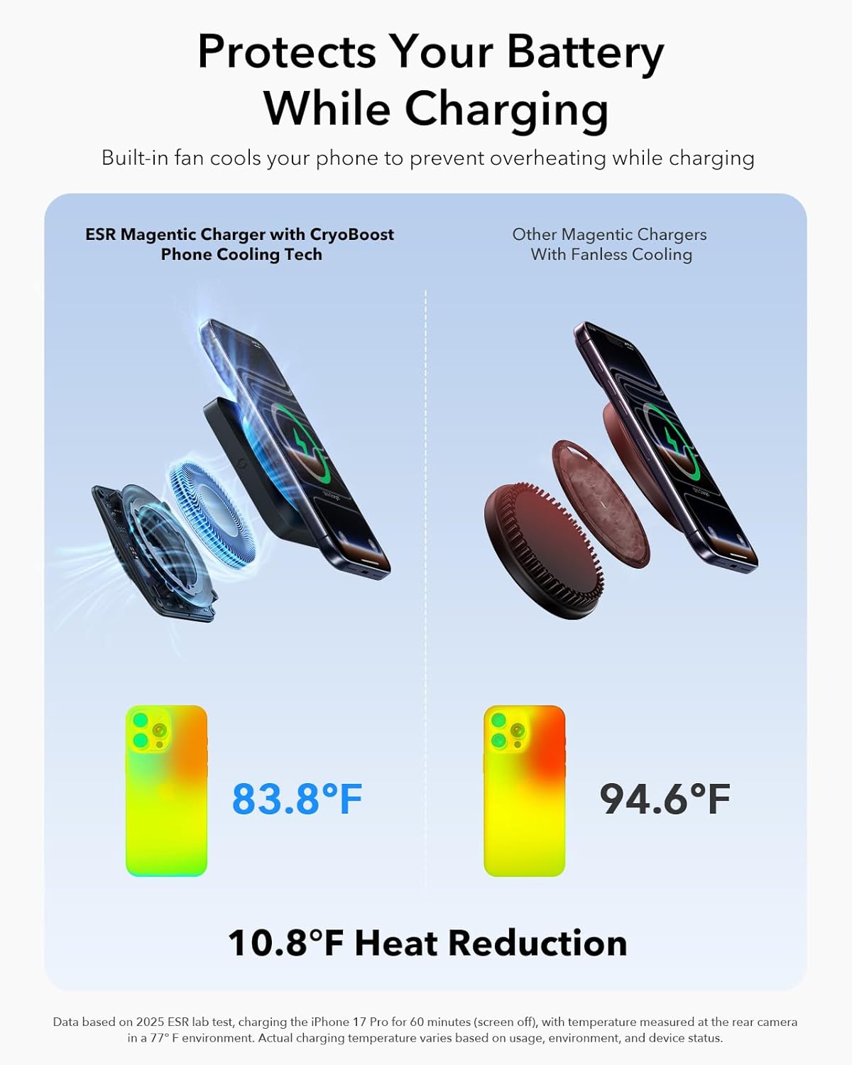 ESR for 3 in 1 Charging Station, Qi2.2 Certified 25W MagSafe Charger Stand with CryoBoost, Phone-Cooling Fast Charging Station, for iPhone 17/16 with iOS 26, AirPods, Apple Watch, Black