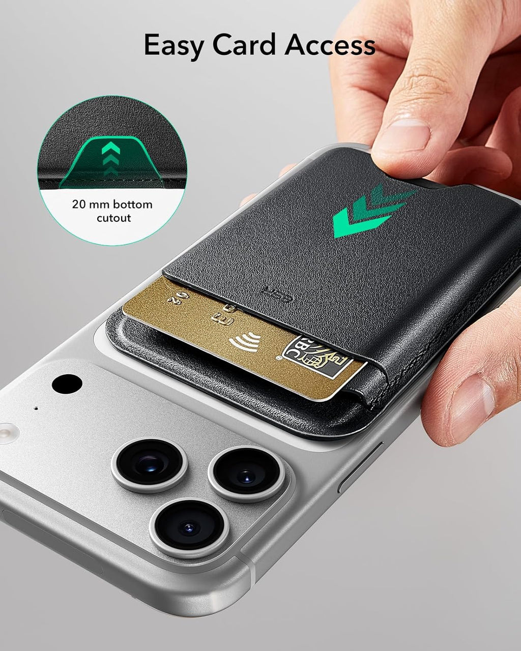 ESR for MagSafe Wallet, 5-Card Holder With RFID Blocking, MagSafe Sticker Included, Slim Magnetic Wallet for iPhone 17/16/15/14/13/12 Series and Selected Samsung Devices, Not for 13/12 Mini, Black