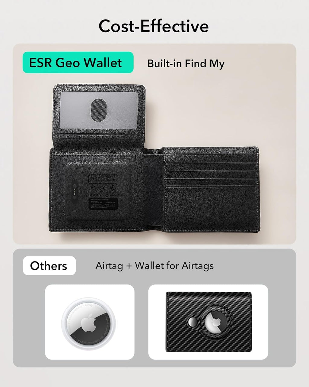 ESR Geo Wallet with Find My, RFID Blocking, Wallet for Men, Wallet Tracker(iOS 14.5 Above Only), Holds 9 Cards and 15 Bills, Replacement for AirTag Wallet, Slim Bifold Card Holder, Twillingt Black