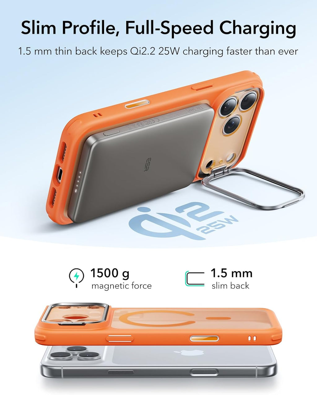 ESR for iPhone 17 Pro Max Case with Stand, Camera Control Cover Compatible with MagSafe, Military-Grade Drop Protection Magnetic Phone Case, Scratch-Resistant Back Cover,Frosted Orange