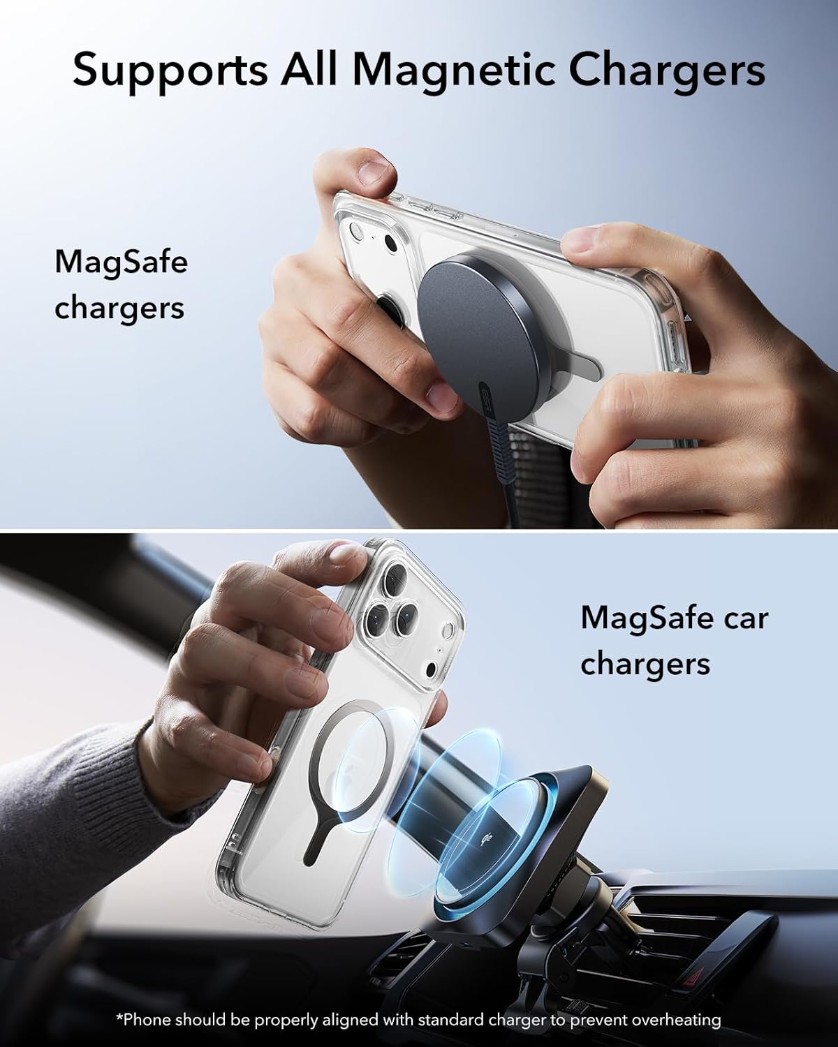 ESR for MagSafe Sticker 360, MagSafe Ring Magnet, 2 Pack Magnetic Ring, Universal Magnetic Wireless Charger Conversion Kit for iPhone 17/16/16e/15/14/13/12/11, Samsung Galaxy, Google Pixel 10, Black