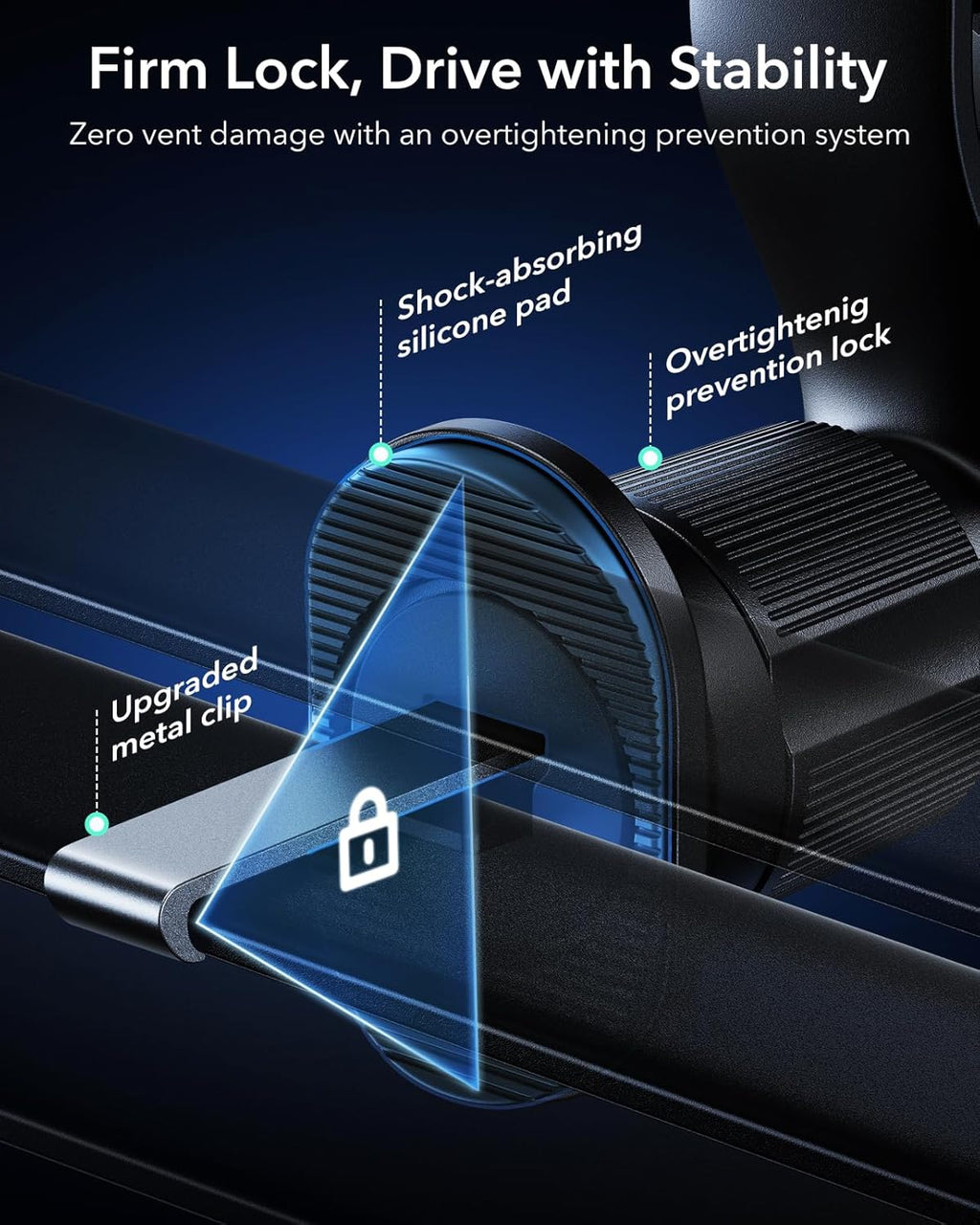 ESR OmniLock Qi2.2 Certified 25W MagSafe Car Mount Charger with CryoBoost, Phone Cooling MagSafe Car Charger, 360° Rotatable, Air Vent Magnetic Car Phone Holder for iPhone 17/16 with iOS 26, Black