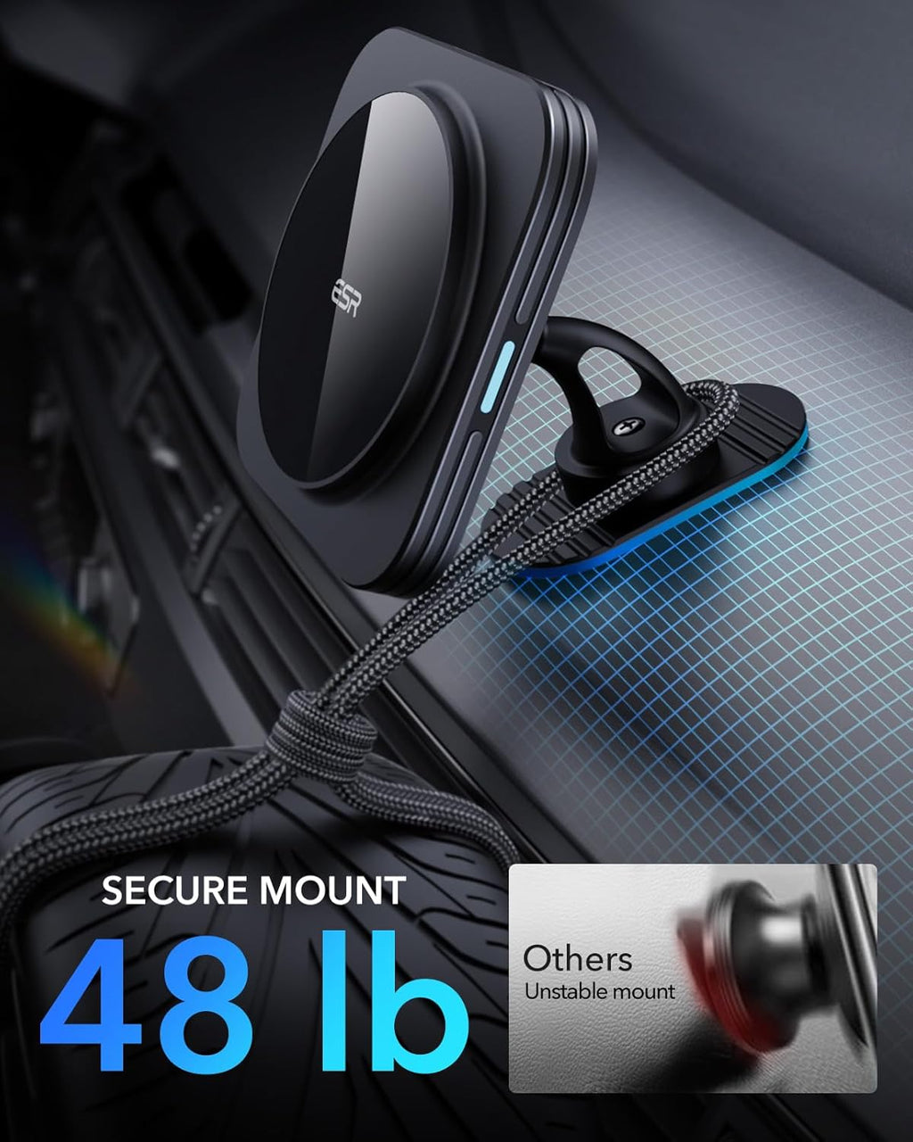 ESR for MagSafe Car Mount Charger,15W Magnetic Wireless Car Charger, for MagSafe Car Charging, Air Vent Dashboard Phone Holder Mount for iPhone Air 17 Pro Max 16 15 14 13 12, Galaxy S25, Fast Charging