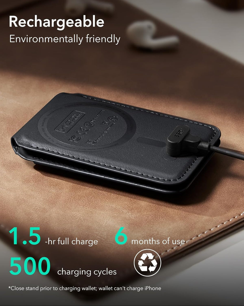 ESR Geo for Magsafe Wallet with Full Find My Functionality,5 Card-Holder, RFID Blocking, Magnetic Wallet for iPhone 17/16/15/14/13/12 Series, with Adjustable Stand, Black