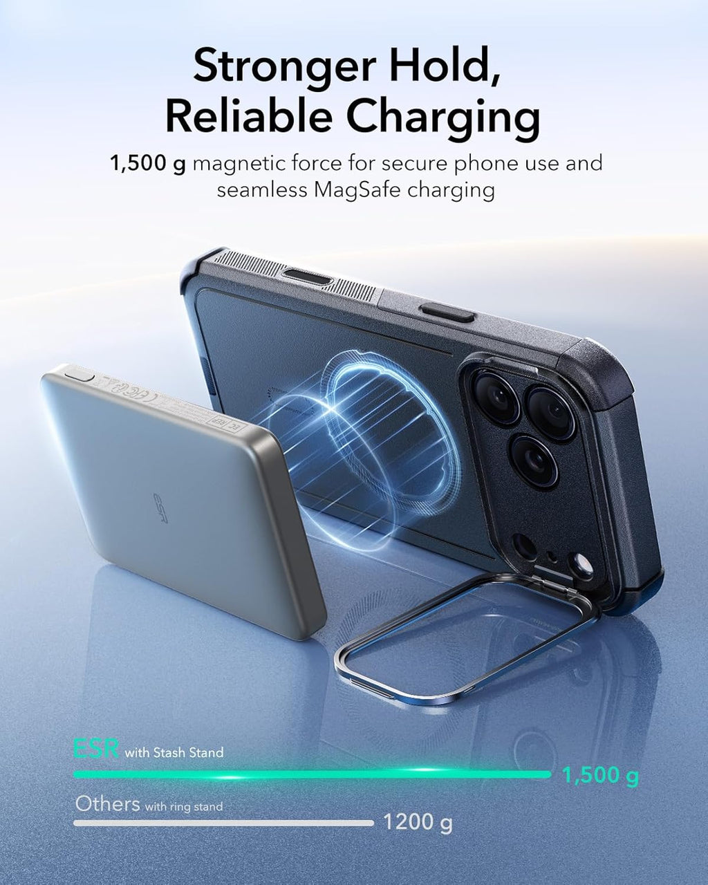 ESR for iPhone 17 Pro Max Case with Stash Stand, 7X Military-Grade Drop Protection with Camera Control, Shock-Absorbing Phone Rugged Cover, Compatible with MagSafe Accessories, Cyber Series, Black