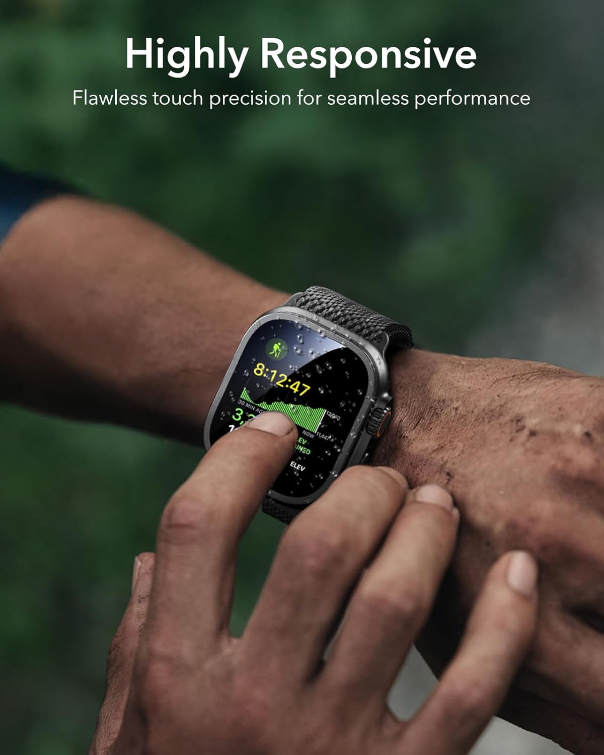 ESR Armorite Screen Protector for Apple Watch Ultra 3 2025 /Ultra 2 /Ultra (49 mm), Military Grade Protection, Tempered Glass Film with Aluminum Alloy Frame, Anti-Scratch, 2 Pack, Black