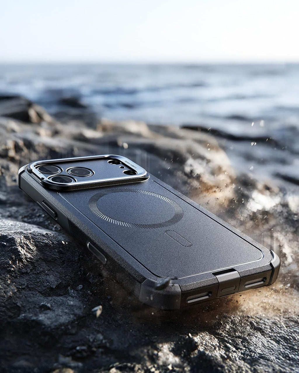 ESR for iPhone 17 Pro Max Case with Stash Stand, 7X Military-Grade Drop Protection with Camera Control, Shock-Absorbing Phone Rugged Cover, Compatible with MagSafe Accessories, Cyber Series, Black