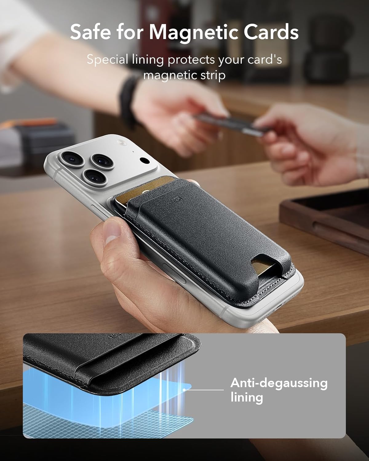 ESR for MagSafe Wallet, 5-Card Holder With RFID Blocking, MagSafe Sticker Included, Slim Magnetic Wallet for iPhone 17/16/15/14/13/12 Series and Selected Samsung Devices, Not for 13/12 Mini, Black