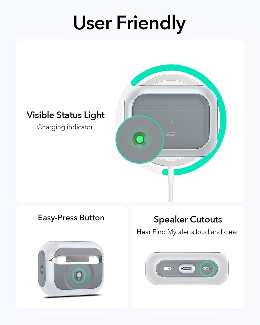 ESR for AirPods Pro 2 Case, Compatible with Airpods Pro Case 2nd / 1st Generation (2023/2022/2019), Compatible with MagSafe, Full Drop Protection Cover with Lanyard, White