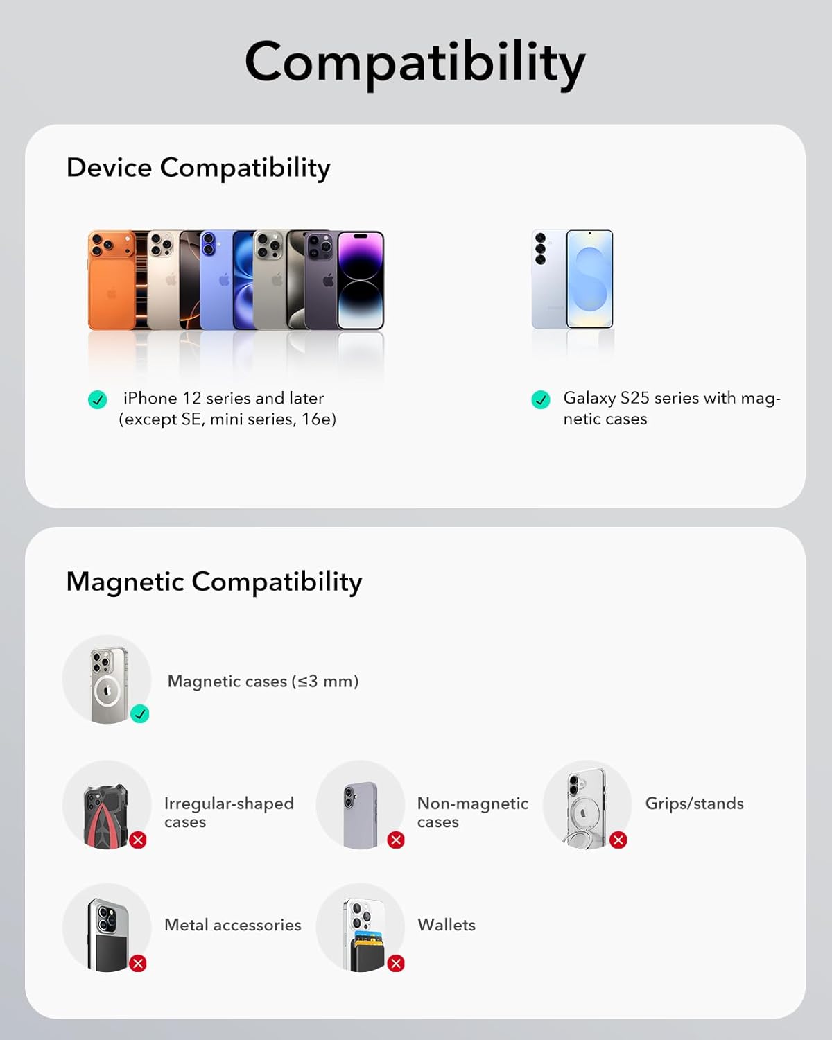 ESR for MagSafe Car Mount Charger,15W Magnetic Wireless Car Charger, for MagSafe Car Charging, Air Vent Dashboard Phone Holder Mount for iPhone Air 17 Pro Max 16 15 14 13 12, Galaxy S25, Fast Charging