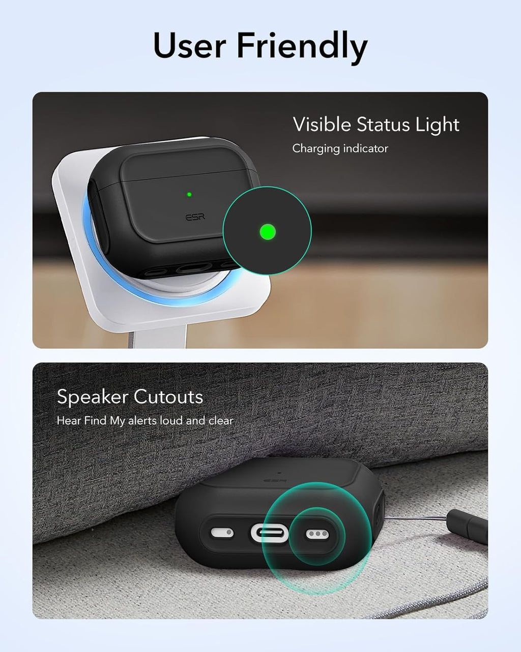 ESR for AirPods Pro 3 Case, Compatible with AirPods Pro 3rd Generation Case (2025), Compatible with MagSafe, Full Drop Protection Cover with Lanyard, Black