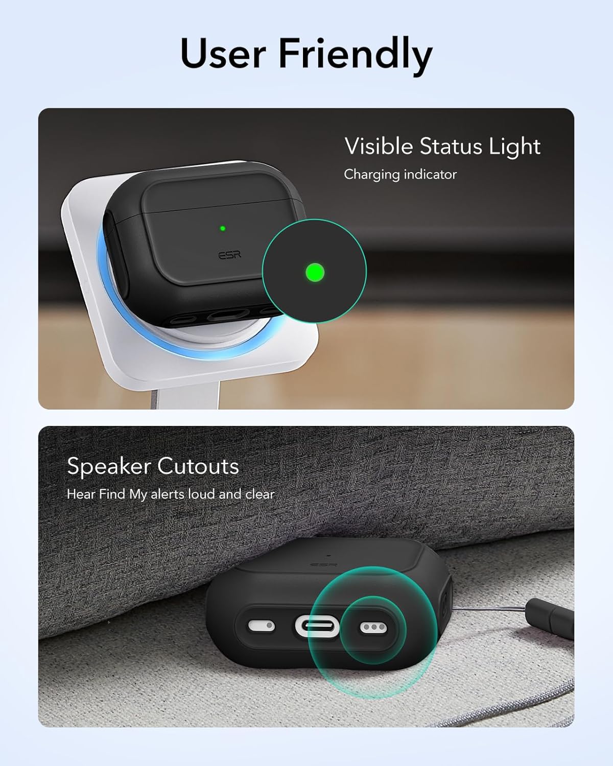 ESR for AirPods Pro 3 Case, Compatible with AirPods Pro 3rd Generation Case (2025), Compatible with MagSafe, Full Drop Protection Cover with Lanyard, Black